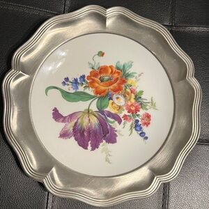 Authentic Schwarzenhammer Pirellan 5 Pewter Edged Plate